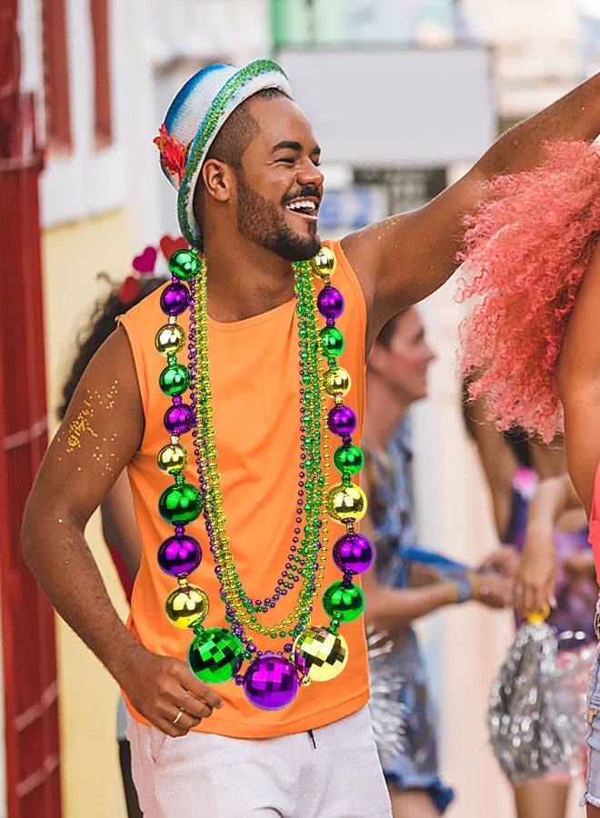 بنيكيون مجموعة من 10 قلادات من الخرز الكبير من Bnikion Mardi Gras باللون الذهبي والأرجواني والأخضر لعروض Mardi Gras - Image 5