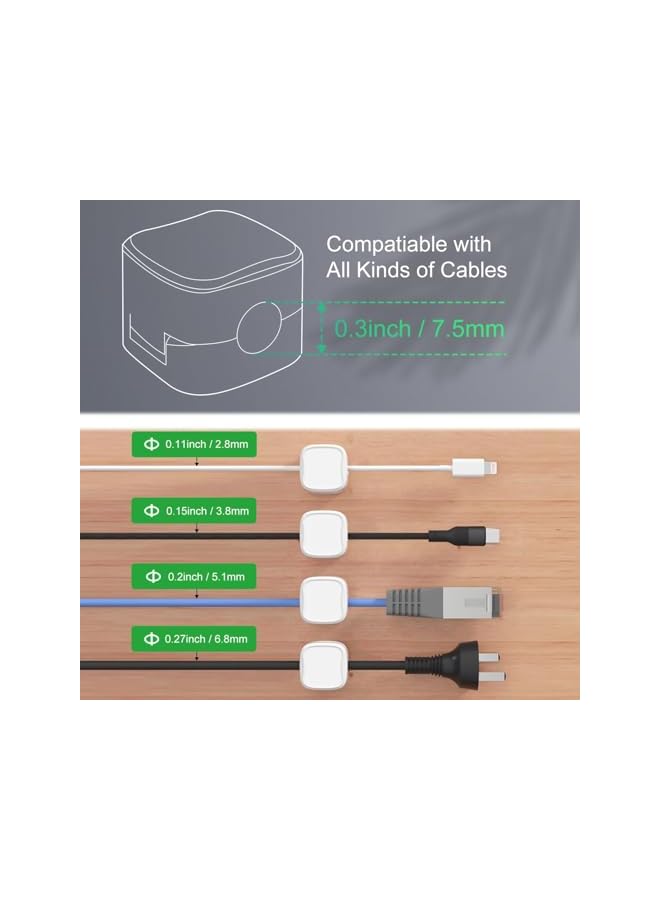 Green Tiger 16 Pack Magnetic Cord Organizer, Under Desk Cable Management, Adhesive Wire Holder Keeper Organizers for Home Office Desk Phone Car Wall Desktop Nightstand-White - Image 5