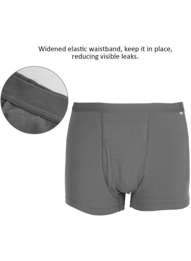 klarako Men Underwear, Incontinence Underwear for Men, Breathable Cotton Incontinence Underpants Washable and Reusable Boxer Briefs (Gray)(Large) - Image 1