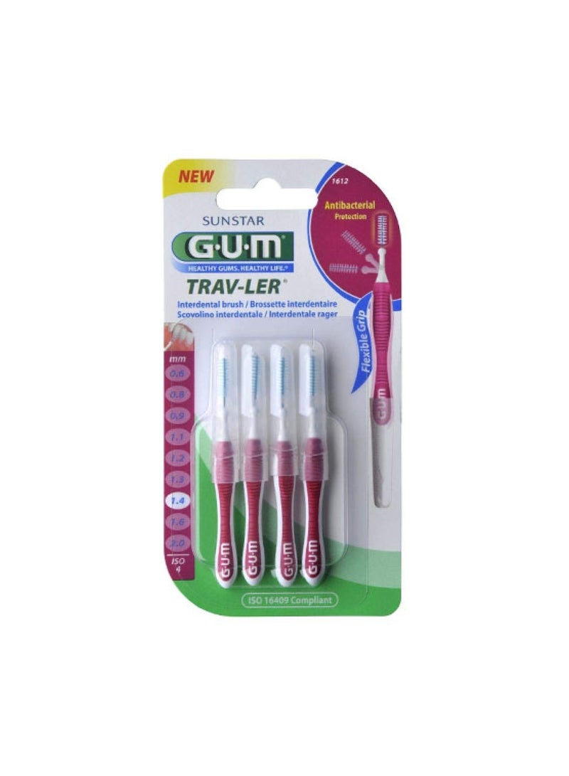 Gum (PACK OF 2 )TRAV-LER Interdental Brush 1612, 1.4mm, 6s