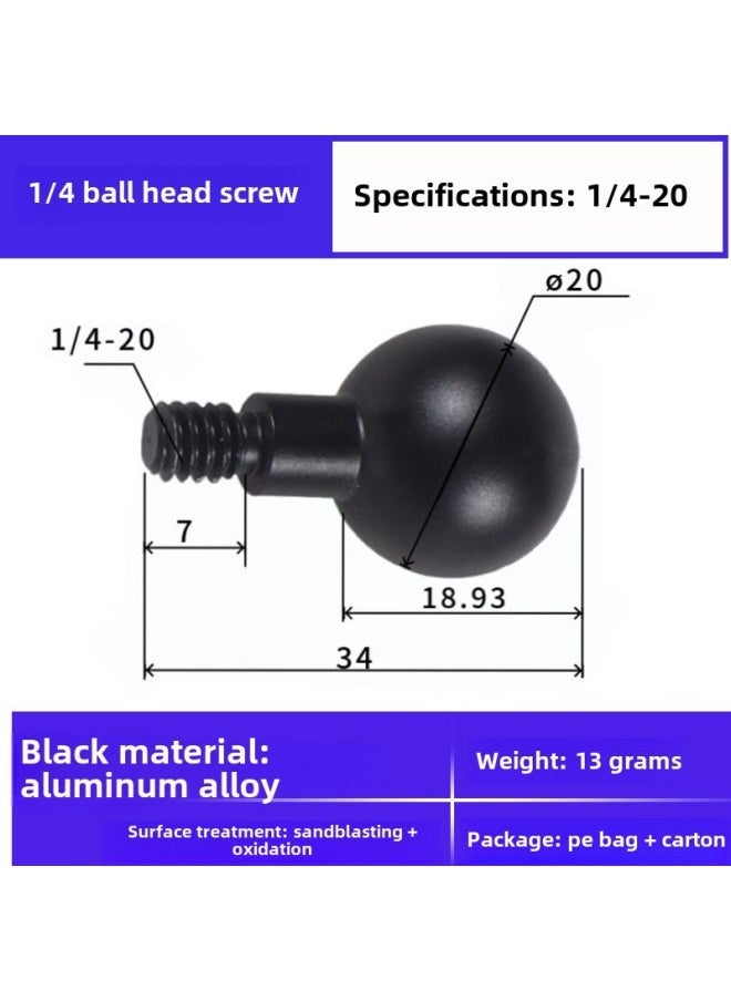 Generic 13 15/17/20/25 Aluminum Alloy 1/4 Screw Ball Head Mobile Phone Bracket Modified Live Photography Bracket Accessories-Color:20mm Ball Head-short Style  - Image 1