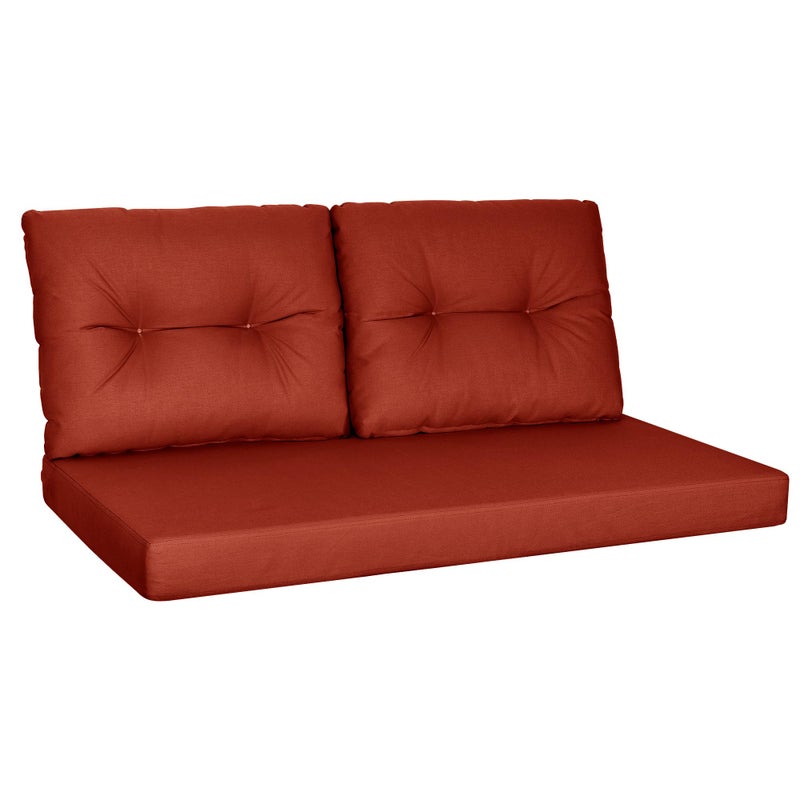 YEFU Outdoor Loveseat Cushion Set, 48 x 24, Waterproof Replacement Patio Chair Cushions, Fade Resistant Deep Seat and Backrest Cushion Set for Patio Couch, Bench, and Swing, Brick Red - Image 1