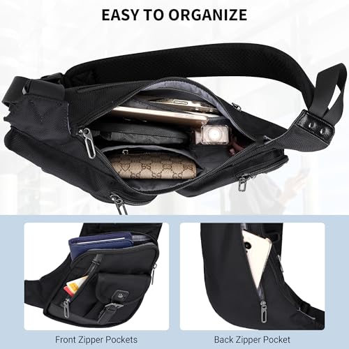 WITZMAN Sling Bag for Men Crossbody Bags Travel Slim Chest Bag One Strap Lightweight Casual Daypack (B702 Black) - Image 4