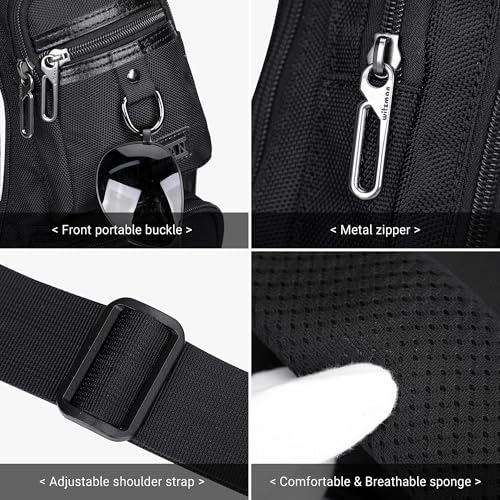 WITZMAN Sling Bag for Men Crossbody Bags Travel Slim Chest Bag One Strap Lightweight Casual Daypack (B702 Black) - Image 5
