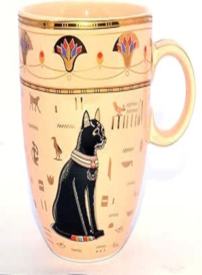 immatgar pharaonic tea and coffee mug ancient Egyptian souvenirs gifts for women men from Egypt (Cat - Tutankhamun - Simon - 250 MM)