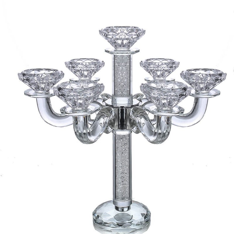 7 Light Crystal Candelabra Taper Candle Holder for Home Wedding Decor