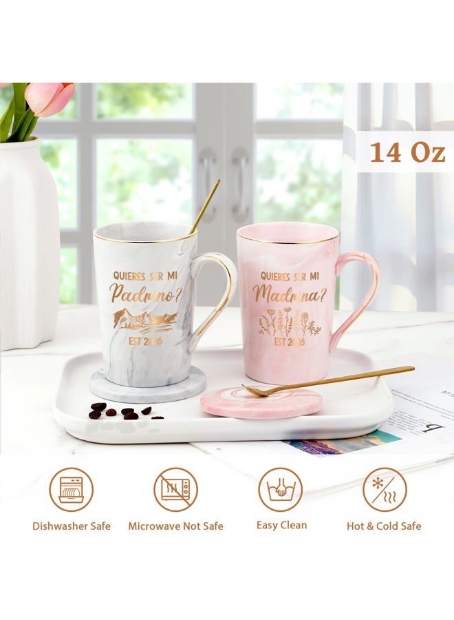 Maustic Godparents Proposal Gift, Godmother Godfather Proposal Gift, Quieres Ser Mi Madrina Padrino Est 2026 Mugs Set, Quieren Ser Mis Padrinos De Bautizo, Padrino Madrina Gifts, 14 Oz Pink & Gray - Image 4