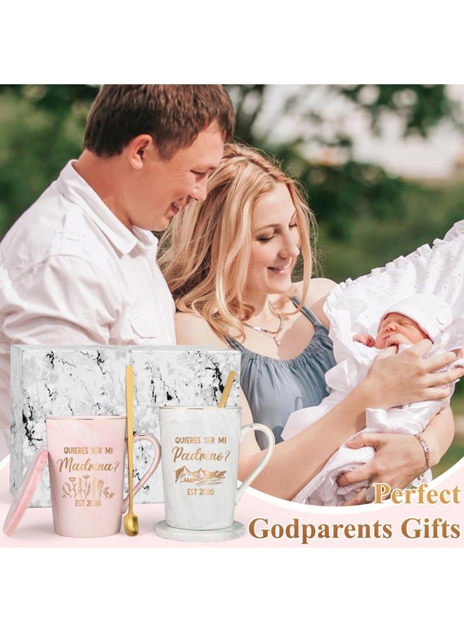 Maustic Godparents Proposal Gift, Godmother Godfather Proposal Gift, Quieres Ser Mi Madrina Padrino Est 2026 Mugs Set, Quieren Ser Mis Padrinos De Bautizo, Padrino Madrina Gifts, 14 Oz Pink & Gray - Image 2