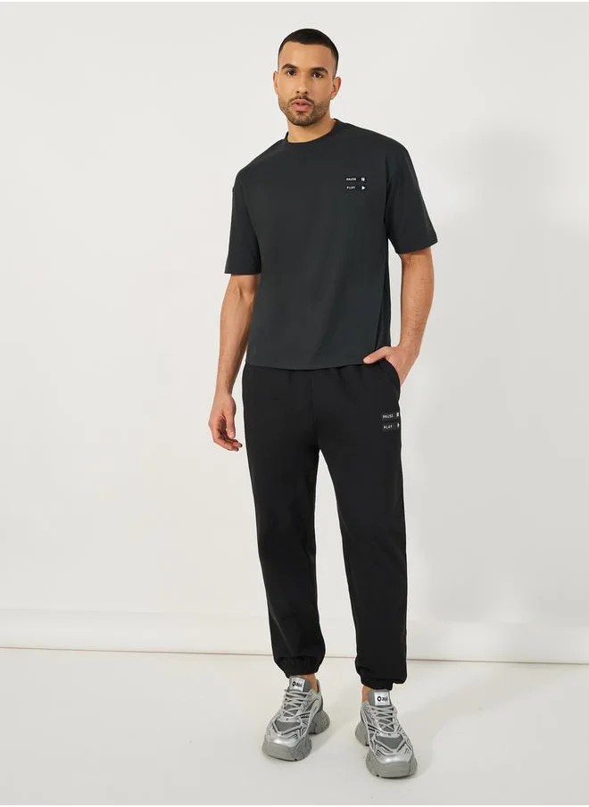 Styli Graphic Print Oversized T-Shirt & Terry Joggers Co-Ords