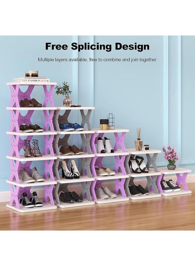 UBEdge Foldable Multi-Layer Shoe Rack – Free Splicing Stackable Shoe Organizer Storage Shelf for Home, Closet & Entryway - Image 2