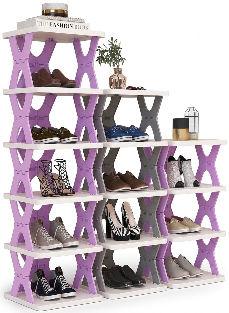 UBEdge Foldable Multi-Layer Shoe Rack – Free Splicing Stackable Shoe Organizer Storage Shelf for Home, Closet & Entryway - Image 4