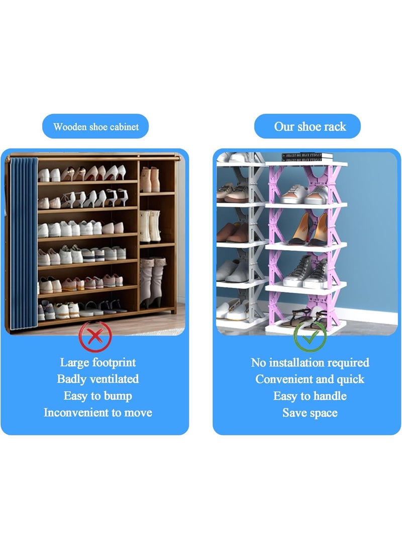 UBEdge Foldable Multi-Layer Shoe Rack – Free Splicing Stackable Shoe Organizer Storage Shelf for Home, Closet & Entryway - Image 5