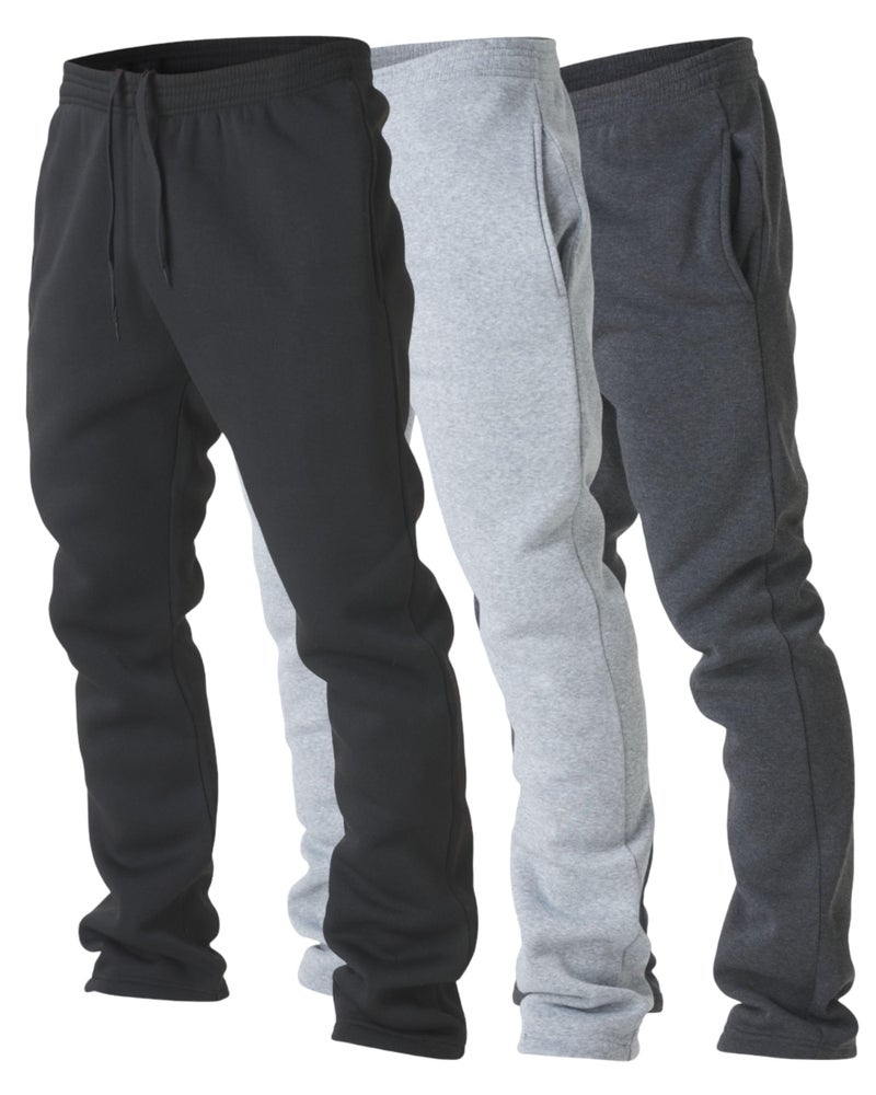 Ultra Performance 3 Pack Mens Fleece Wide Leg Sweatpants with Pockets, Open Bottom Workout Sweatpants for Men - Image 1