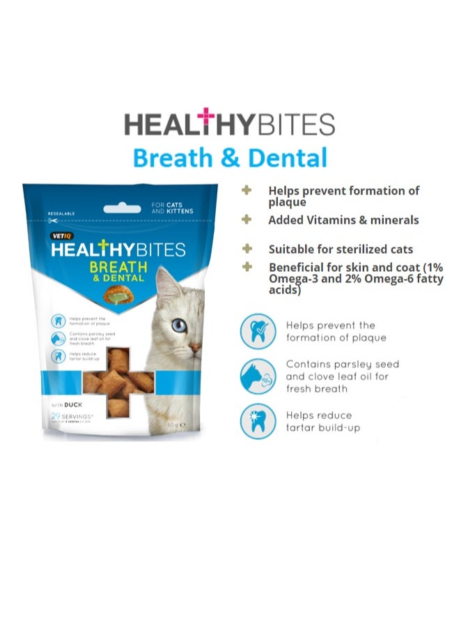 Vetiq - 2 Packs of Healthy Bites Breath & Dental Treats for Cats & Kittens - 65g each - Image 1