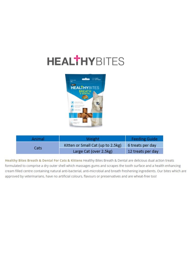 Vetiq - 2 Packs of Healthy Bites Breath & Dental Treats for Cats & Kittens - 65g each - Image 1