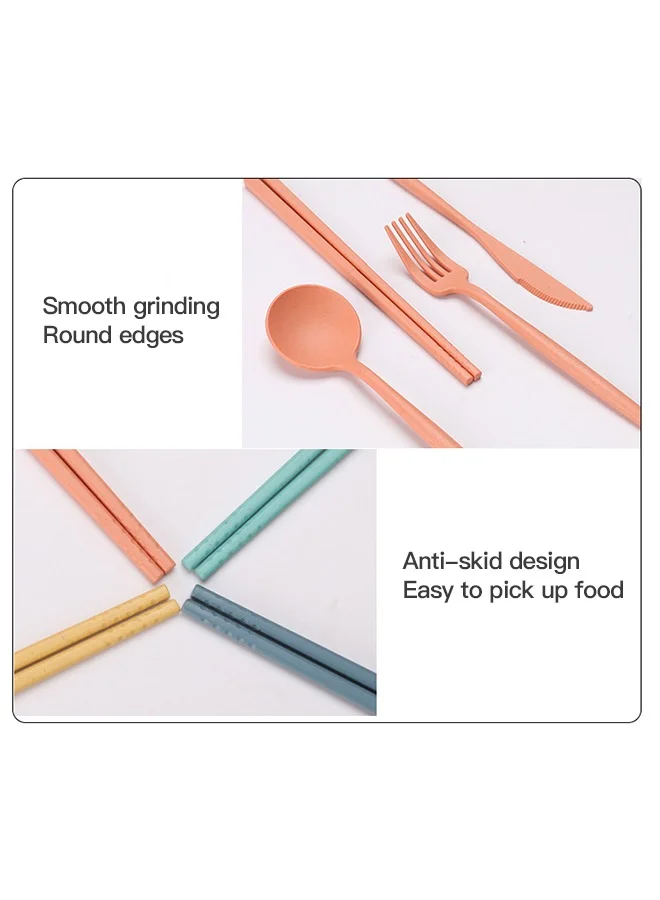 Sharpdo 32-Piece Set of Wheat Straw Bowl, Cup and Plate Tableware Set