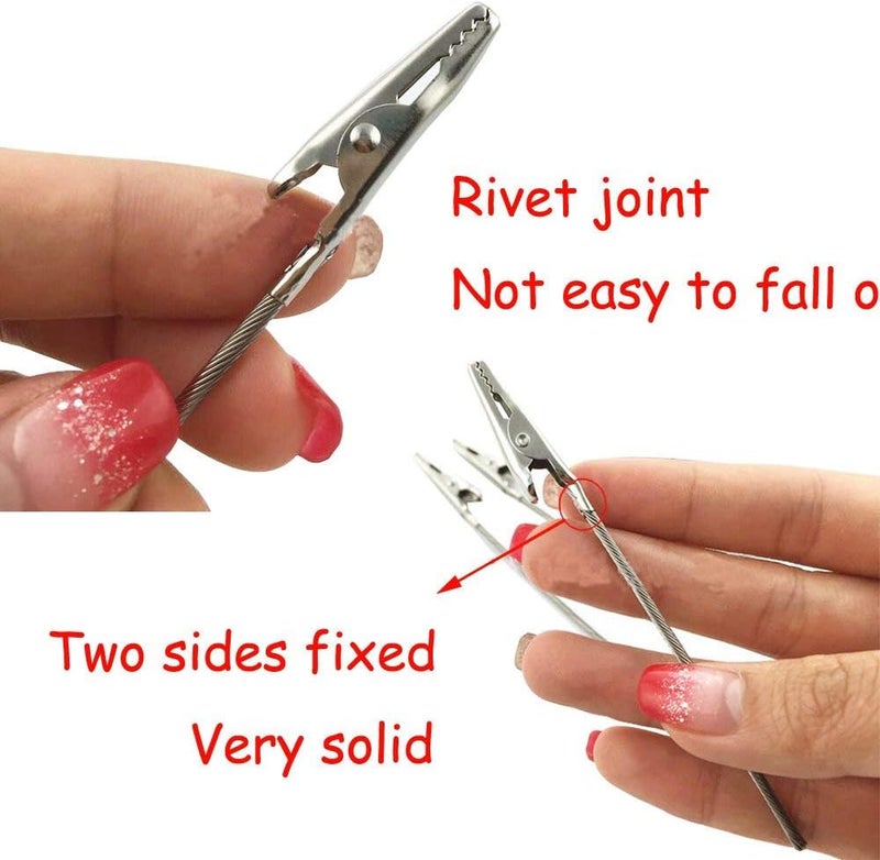 HW 50 Pack Metal Wire Alligator Clamp, 4'' Long-Tailed Alligator Iron Clip, Stand Photo Holder Stand Memo Clip (WE1-D1) - Image 4