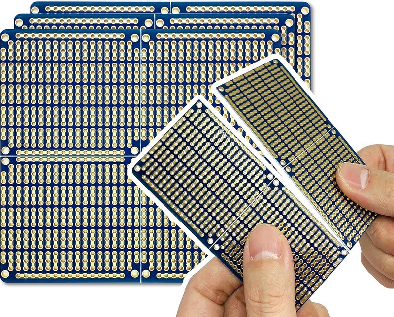 ElectroCookie Snappable PCB, Strip Board with Power Rails for Electronics Projects Compatible for DIY Arduino Soldering Projects, Gold-Plated, 3.8"x3.5" (3 Pack, Blue) - Image 1