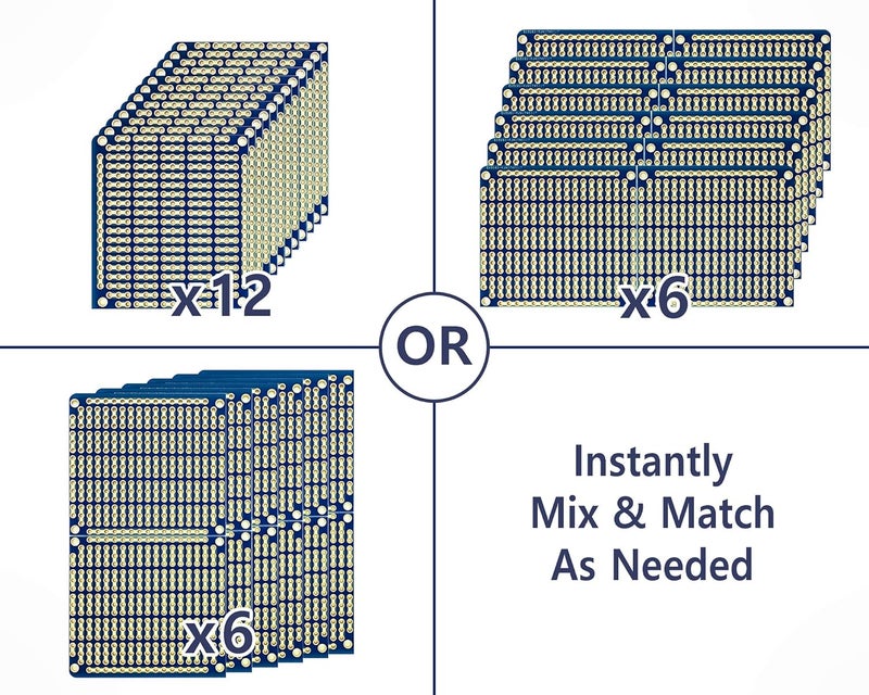 ElectroCookie Snappable PCB, Strip Board with Power Rails for Electronics Projects Compatible for DIY Arduino Soldering Projects, Gold-Plated, 3.8"x3.5" (3 Pack, Blue) - Image 3