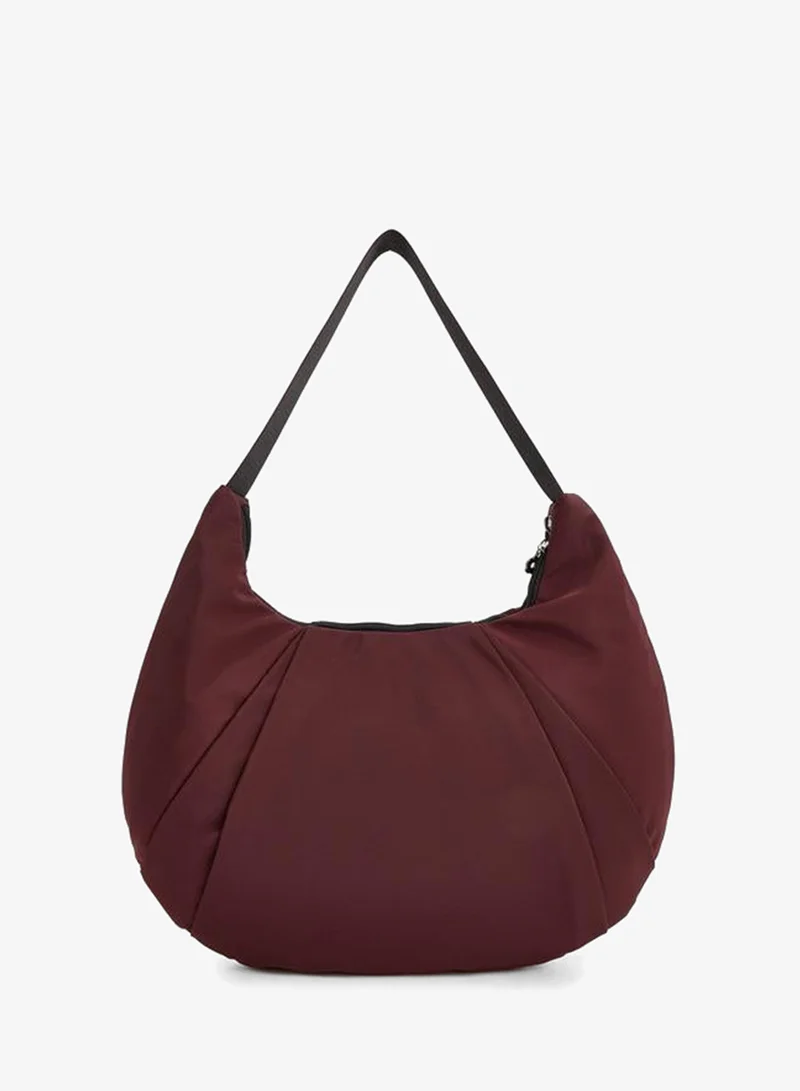 Missy Burgundy Pleated Shoulder Bag With Zip Closure for Women | Best Price UAE