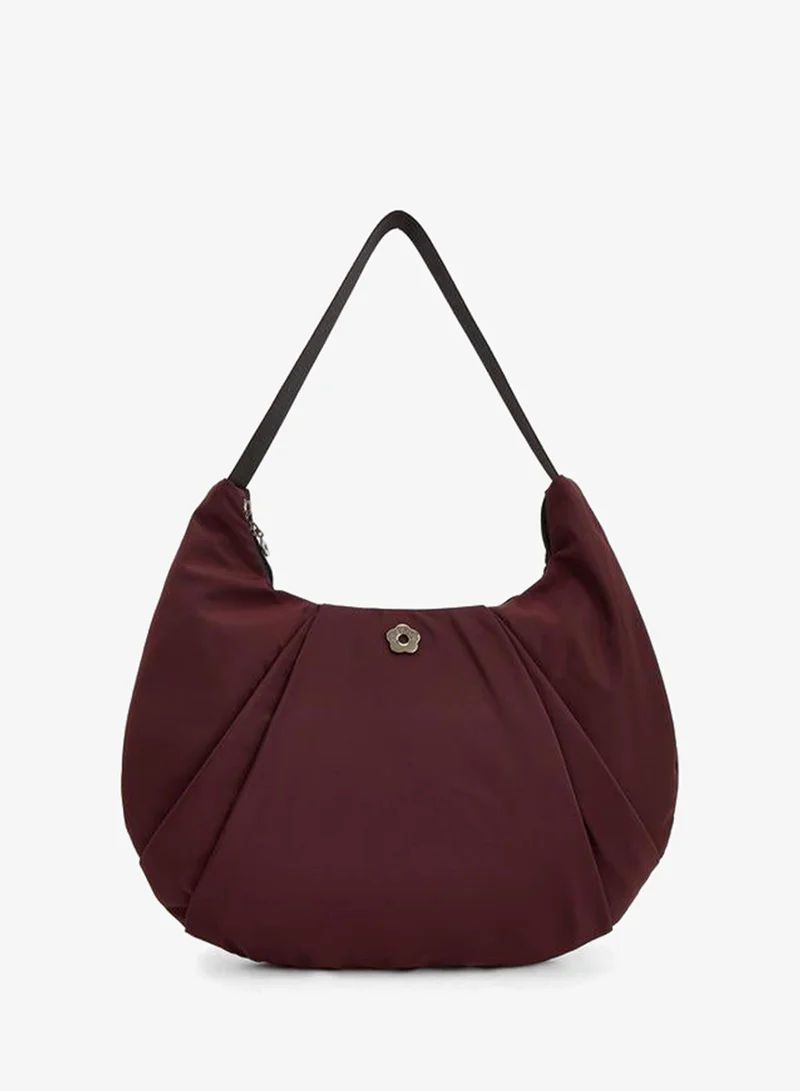Pleated Shoulder Bag With Zip Closure