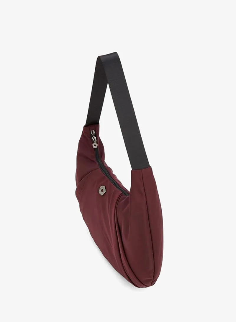 Missy Burgundy Pleated Shoulder Bag With Zip Closure for Women | Best Price UAE