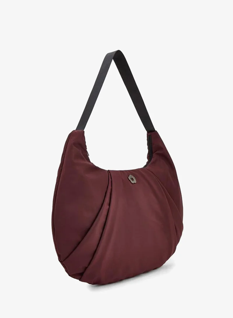 Missy Burgundy Pleated Shoulder Bag With Zip Closure for Women | Best Price UAE