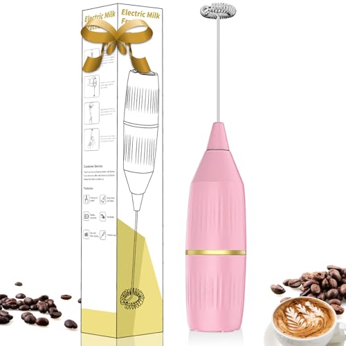 Yucime Handheld Milk Frother Wand for Coffee, Matcha, Latte, Cappuccino, Hot Chocolate, Egg, Pink - Image 1