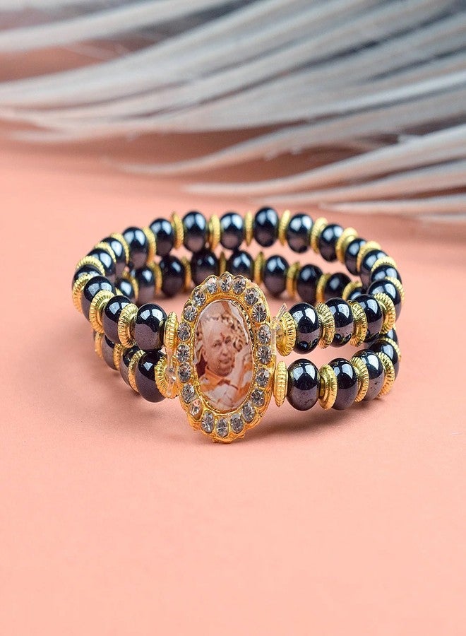 SATVIK 1 Pc Double layer Band Pearl Bracelet with Jai Guruji Swaroop Jai Chhatarpur Guruji Blessing Shukrana sats - Image 3