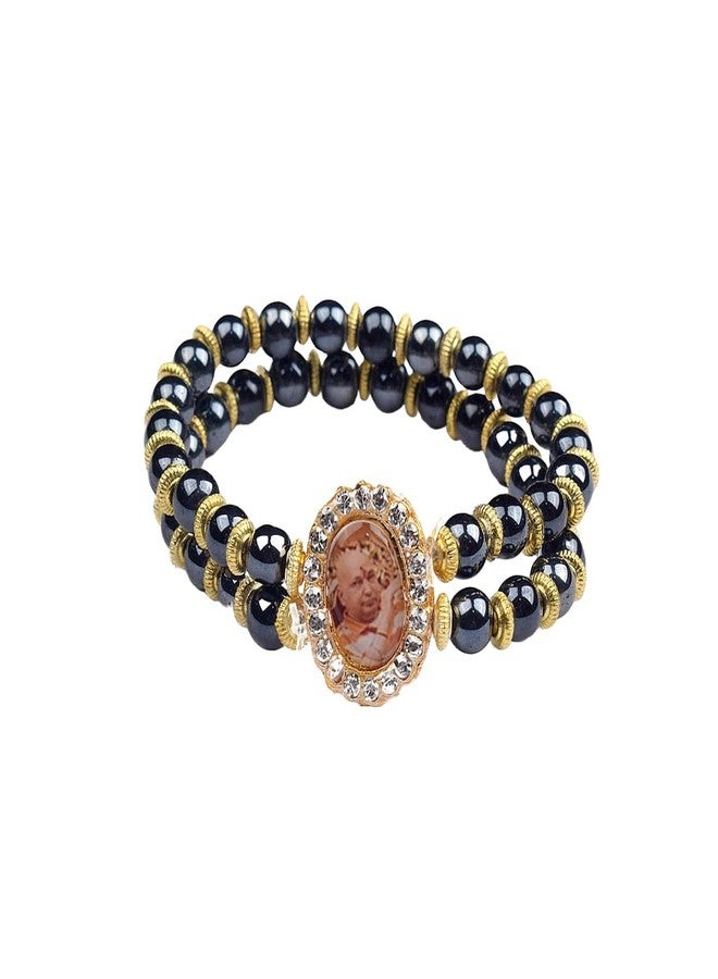 SATVIK 1 Pc Double layer Band Pearl Bracelet with Jai Guruji Swaroop Jai Chhatarpur Guruji Blessing Shukrana sats - Image 2