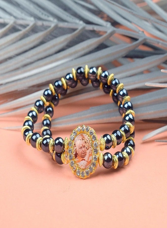 SATVIK 1 Pc Double layer Band Pearl Bracelet with Jai Guruji Swaroop Jai Chhatarpur Guruji Blessing Shukrana sats - Image 4