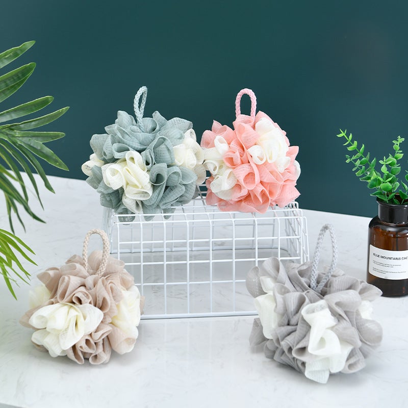 A2850 Bath Ball New Patchwork Color Large 50G Bath Flower Bath Ball Bath Products Double Color Bubble Rich Bath Ball - Image 3