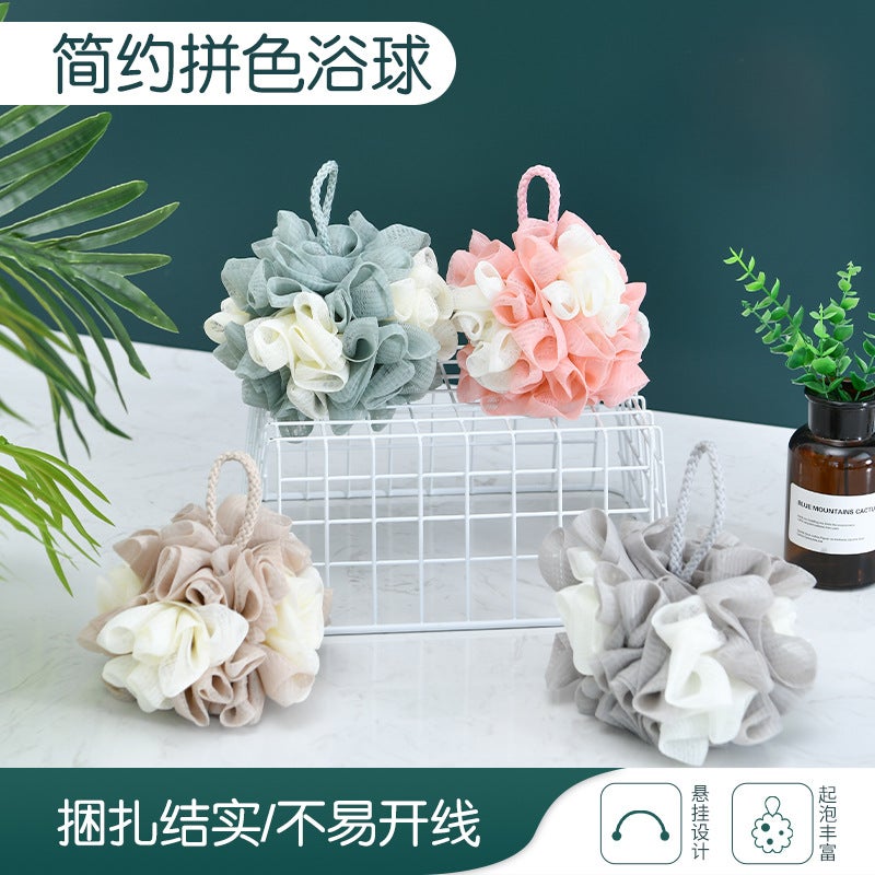 A2850 Bath Ball New Patchwork Color Large 50G Bath Flower Bath Ball Bath Products Double Color Bubble Rich Bath Ball - Image 2