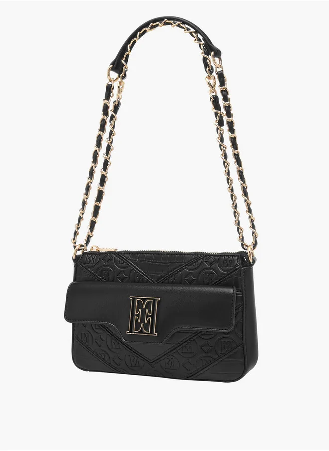 ايل Women's Monogram Embossed Shoulder Bag with Zip Closure