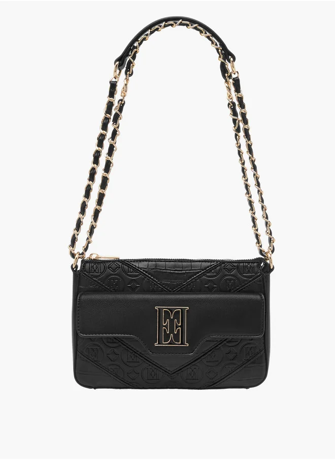 ايل Women's Monogram Embossed Shoulder Bag with Zip Closure