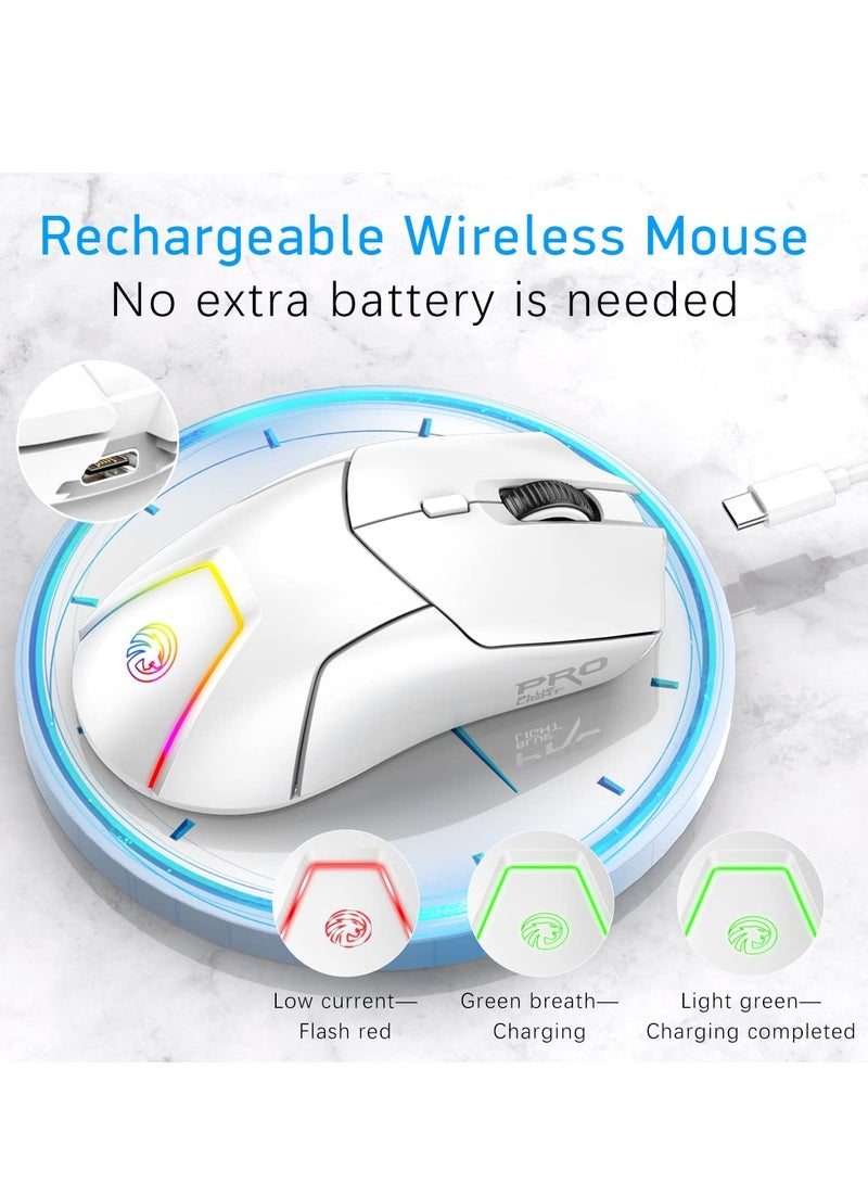 Wireless Gaming Mouse, Ergonomic Bluetooth Mouse with Tri-Mode & RGB Backlit, 4 Gears DPI Adjustable, 1000HZ Rate of Return, Macro Editing Programmable Mouse Game Mice for Pc Computer Laptop - Image 2