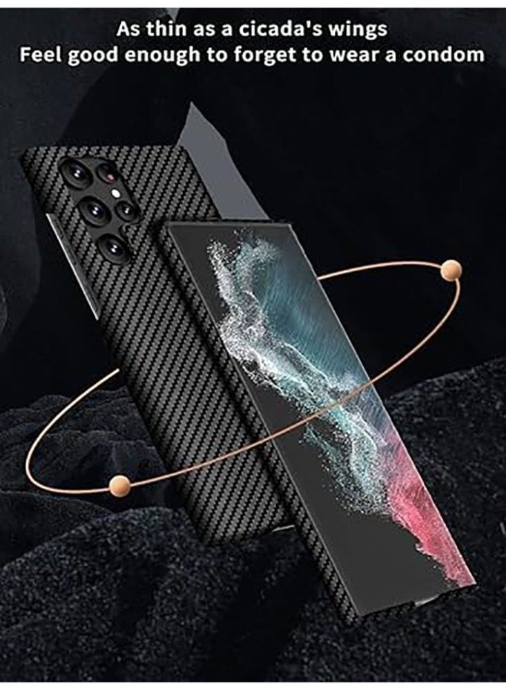 حافظة مغناطيسية لهاتف سامسونج جالاكسي S25 ألترا بتصميم من ألياف الكربون رفيعة جداً وخفيفة جداً ومضادة للخدوش وحماية من الصدمات (أسود) - Image 5