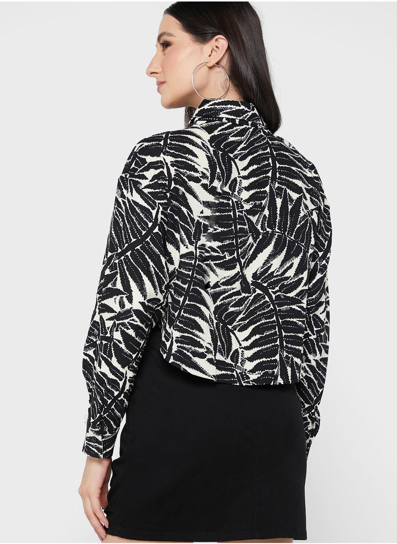 Ginger - Leaf Print Cropped Jacket - Image 1