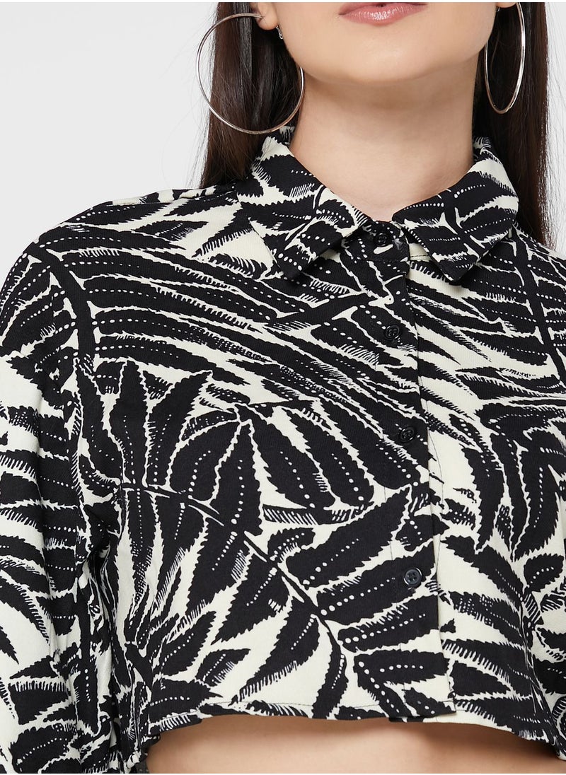 Ginger - Leaf Print Cropped Jacket - Image 1