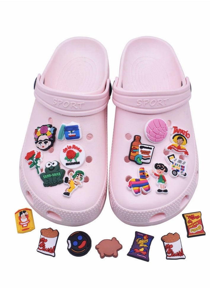 Excefore Shoes Decorations Charms Crocs Charms Jibbitz Sandals Buckle Party Birthday Gift, Mexico Charms Bracelet Wristband Decorations for Adult Men Women Kids 47Pcs  - Image 3