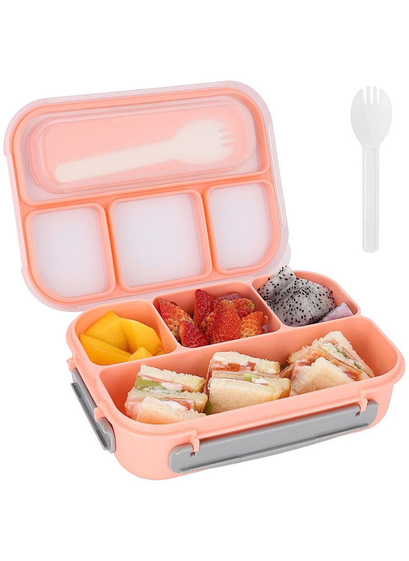YIM-VIBEHAUS Lunch Boxes for Kids, 4 Compartment Bento Lunch Box for Kids, Leakproof Lunch Box,Microwave & Dishwasher & Freezer Safe,  BPA Free, 1300ML (Pink)  - Image 1