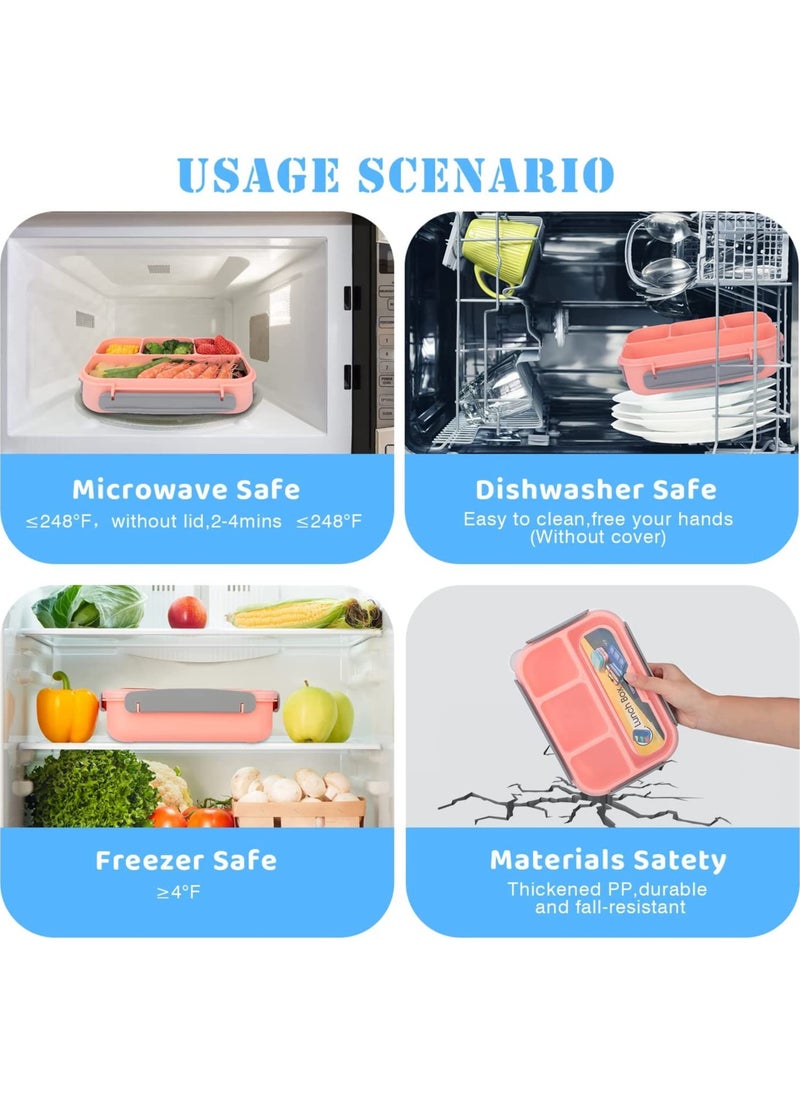YIM-VIBEHAUS Lunch Boxes for Kids, 4 Compartment Bento Lunch Box for Kids, Leakproof Lunch Box,Microwave & Dishwasher & Freezer Safe,  BPA Free, 1300ML (Pink)  - Image 5