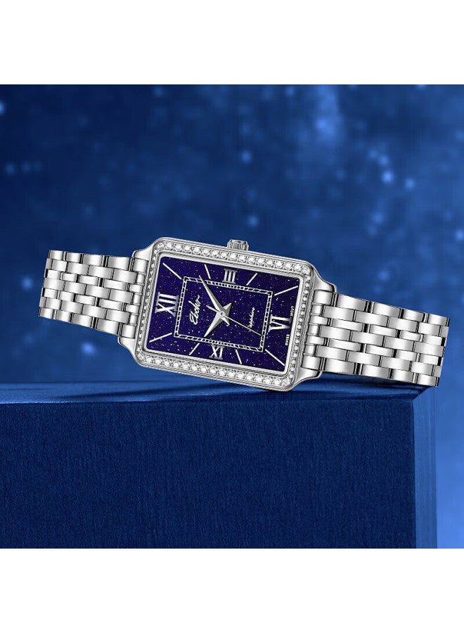 Ebohr Women's Vintage Steel Band Quartz Small Square Watch Ladies Genuine Brand Birthday Christmas Valentine's Day Gift For Girls - Image 5