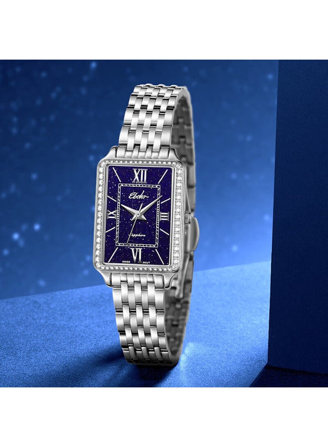 Ebohr Women's Vintage Steel Band Quartz Small Square Watch Ladies Genuine Brand Birthday Christmas Valentine's Day Gift For Girls - Image 4