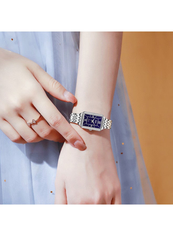 Ebohr Women's Vintage Steel Band Quartz Small Square Watch Ladies Genuine Brand Birthday Christmas Valentine's Day Gift For Girls - Image 1