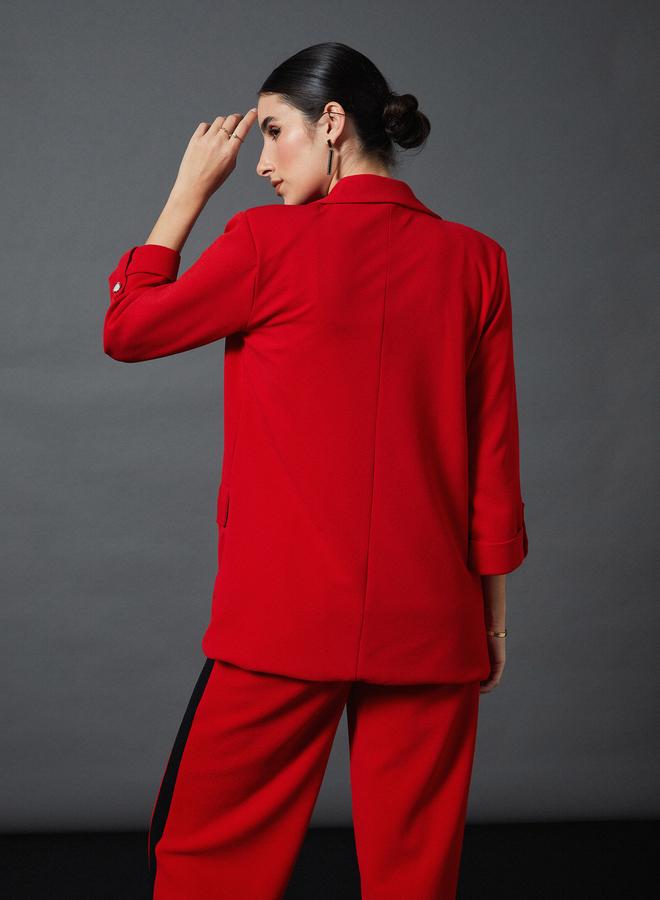 ساسافراس بليزر سادة بياقة مفصولة بزر أمامي واحد - Image 5