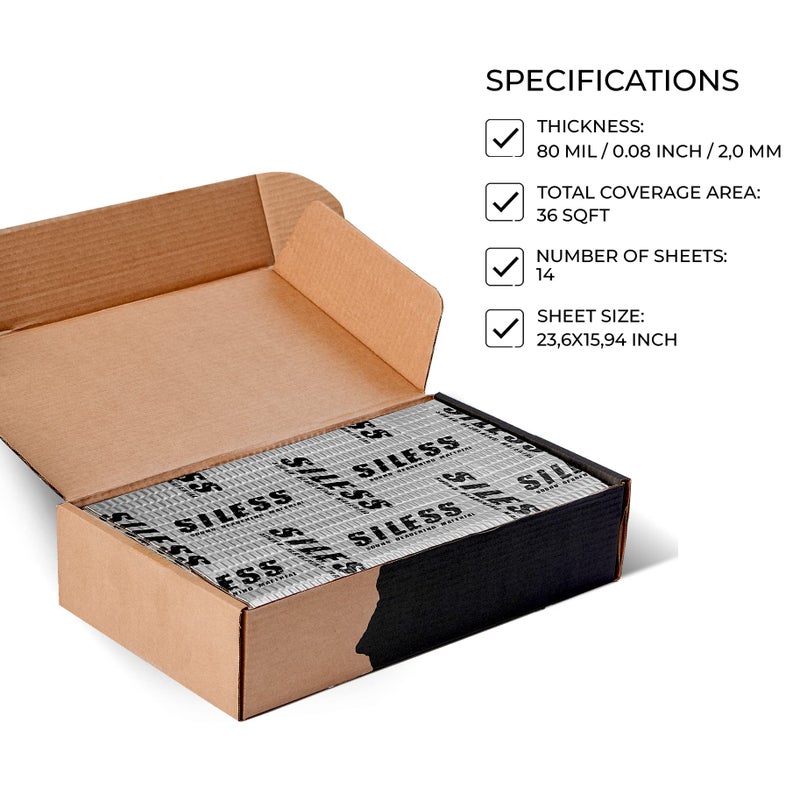 Siless 80 mil (2mm) 36 sqft (3.4 sqm) Car Sound Deadening mat - Butyl Automotive Sound Deadener - Noise Insulation and Vibration Dampening Material (36 sqft) - Image 3