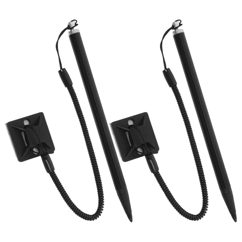 2Pcs Pen With Spring Rope And Base Resistive Painting Pen Resistive Stylus For Touchscreen Devices Black - Image 1