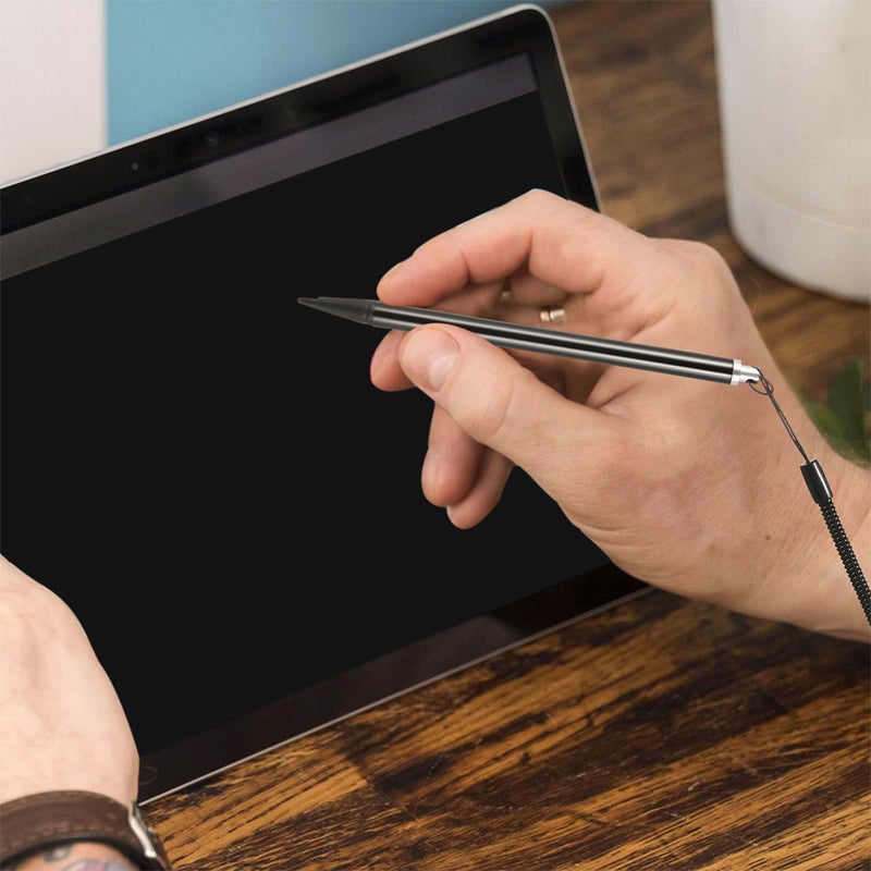 2Pcs Pen With Spring Rope And Base Resistive Painting Pen Resistive Stylus For Touchscreen Devices Black - Image 5