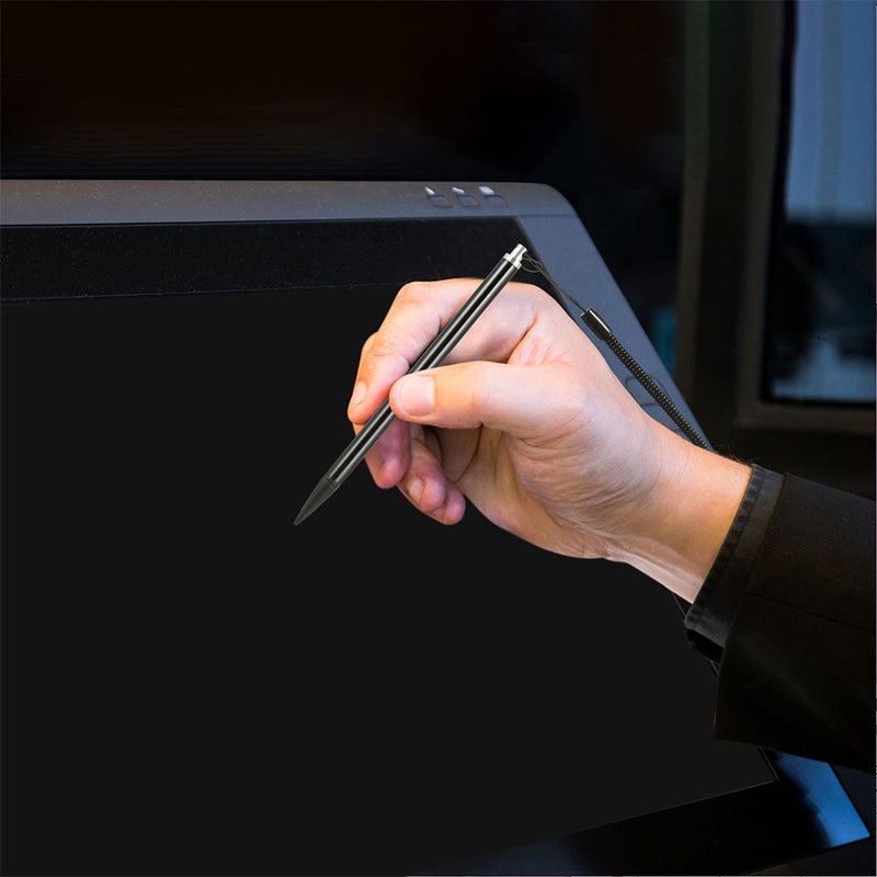 2Pcs Pen With Spring Rope And Base Resistive Painting Pen Resistive Stylus For Touchscreen Devices Black - Image 3